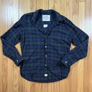 Frank & Eileen "Barry" Womens Size XL Cotton Flannel Shirt Green Plaid Button Up